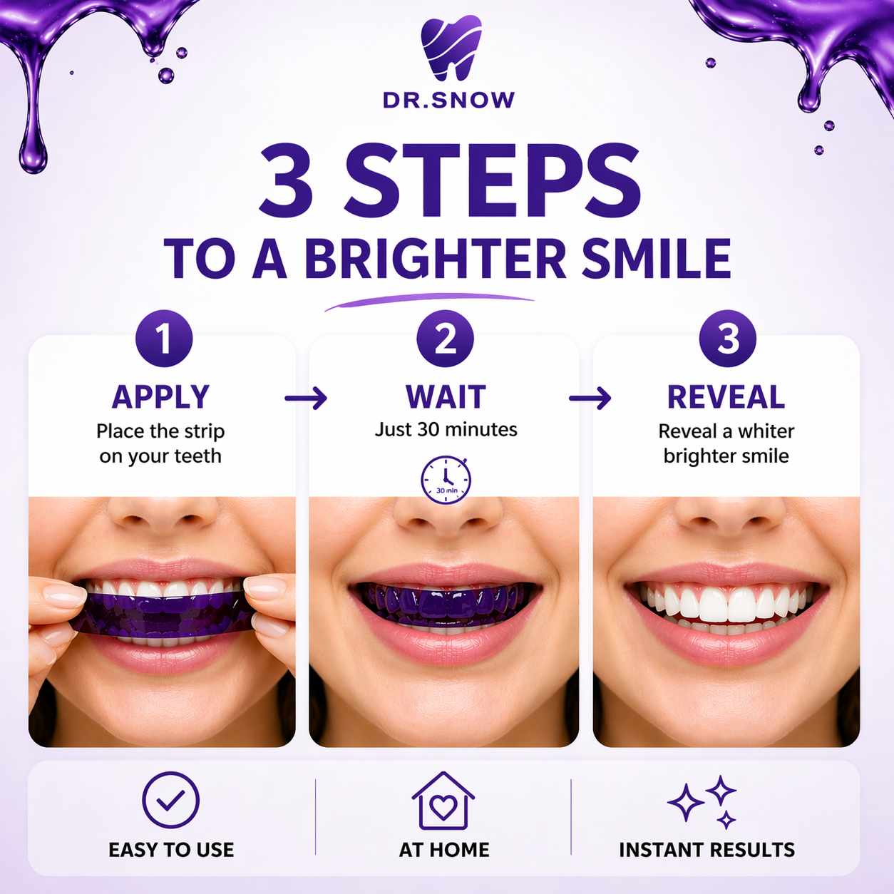 V34 Purple Teeth Whitening Strips