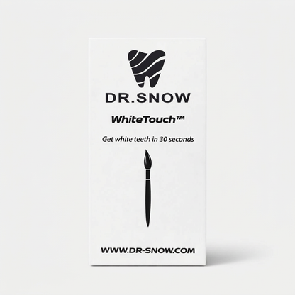Dr. Snow WhiteTouch product packaging with logo and text on a white background